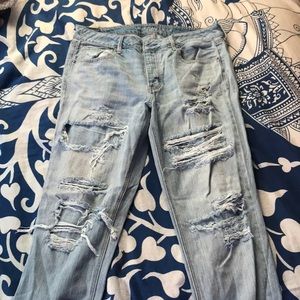 Ripped Denim Boyfriend Jeans Size 10